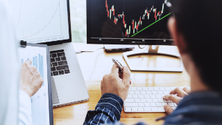 Stock market trading graph in futuristic planing and strategy forex trading graph concept. 