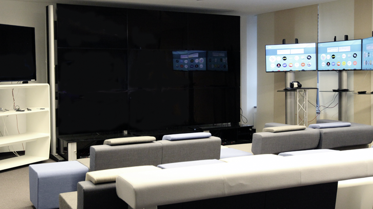 Screen wall at the Smart Media Lab at Fraunhofer FOKUS