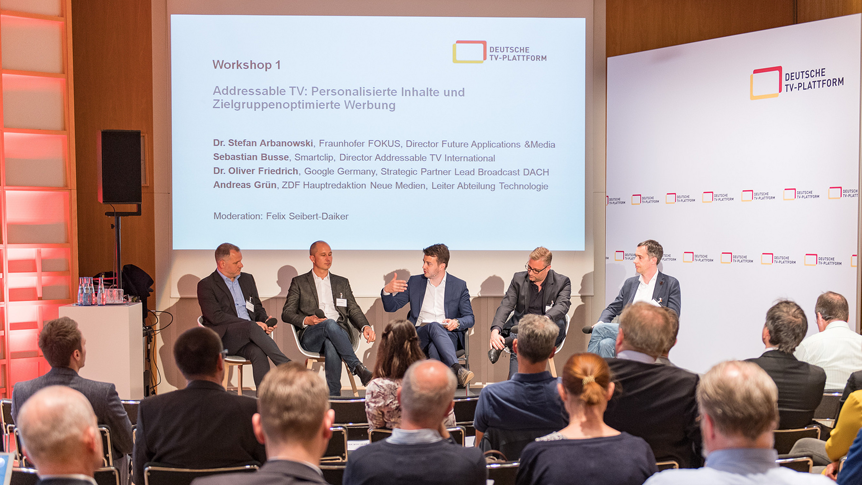 FAME, News: Media Innovation Plattform Dr. Stefan Arbanowski und Robert Seeliger von FAME diskutieren neue Werbeformen für Live TV auf dem Event Media Innovation Plattform