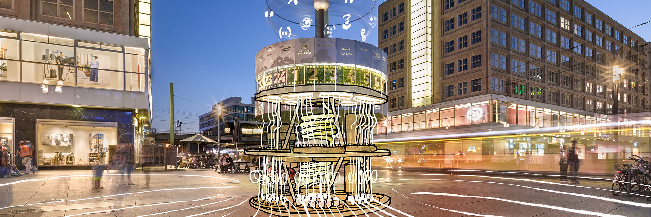 Quanten Computer an der Weltzeituhr auf dem Berliner Alexanderplatz