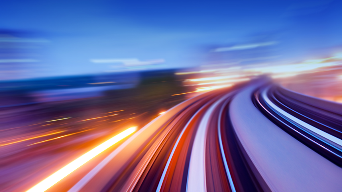 NGNI, News: Startschuss für 5G-Testfeld Abstrakter Blick auf eine Hochstraße, Konzept der Geschwindigkeitsüberschreitung.