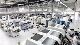 modern industrial factory for the production of electronic components - machinery, interior and equipment of the production hall