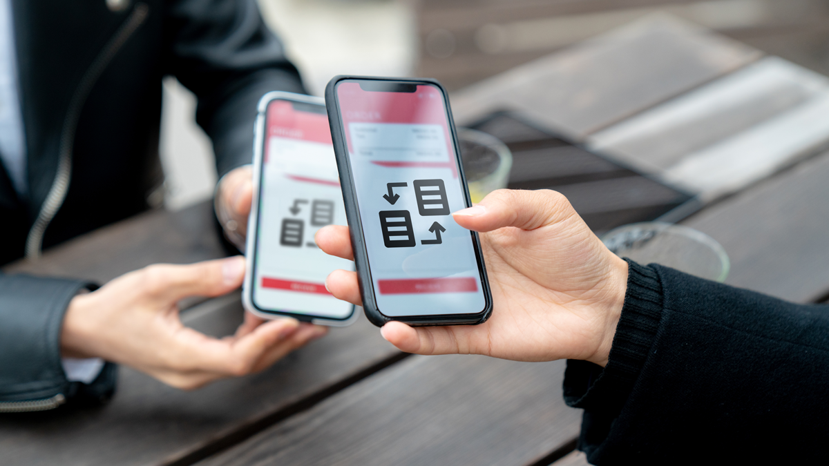 Mobile to mobile payment transfer. Tokyo, Japan