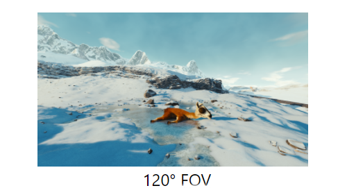 360° on TV visible area (FOV) 120°