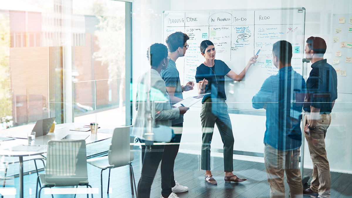 Shot of a group of businesspeople having a meeting in a modern office