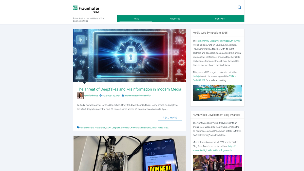 Screenshot of the home page of the Video Dev Blog 2025