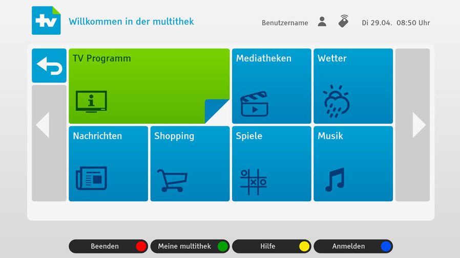 Interface of the multithek – the first Hybrid TV platform via DVB-T