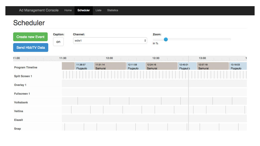 Screenshot FAMIUM Multiscreen Advertisement Scheduler