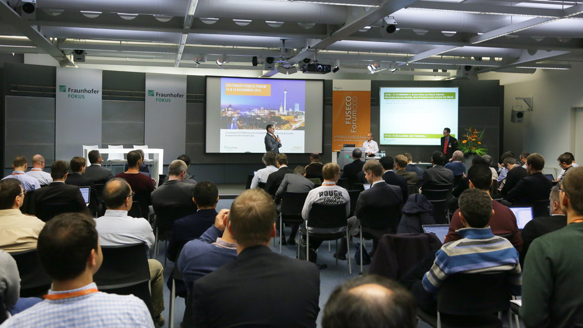 The audience at the 5th FOKUS FUSECO Forum 2014 at Fraunhofer FOKUS