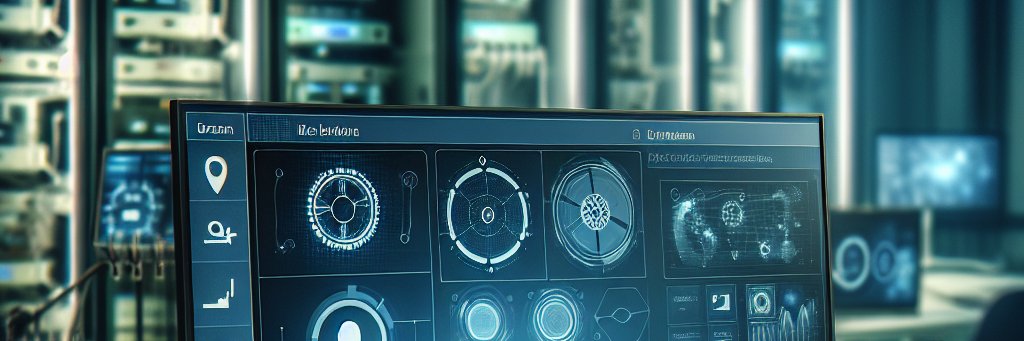 Headerbild XG Testbeds, AI-generated: Bildschirm in einem Serverraum mit Diagrammen und Grafiken