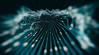 Abstrakte Schwerkraftwelle Hintergrund - 3d gerendert Bild. Hologramm Ansicht, physikalischer Prozess. Futuristische AR-Topographie-Ansicht.